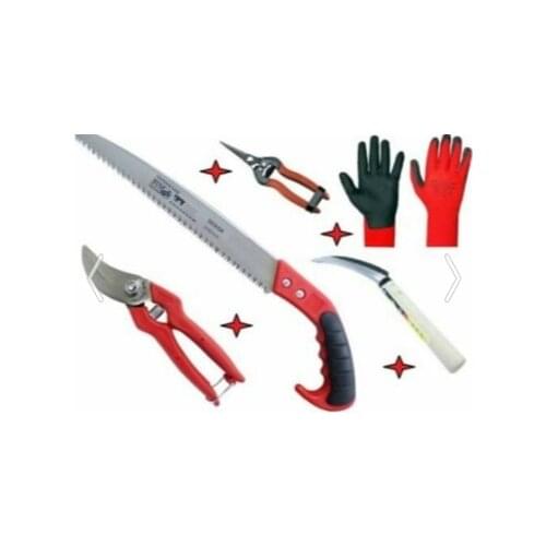 Garden Hand Tools 5 Piece Pruning Saw Grape Shears Glove Sickle Vineyard Scissors Set