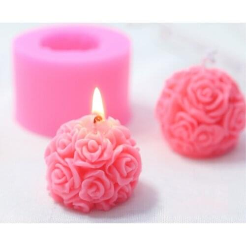 3D Silicone Rose Candle Mold DIY Flower Ball Aromatherapy Handmade Soap Molds Wax Gypsum Mould Form Candles Making Supplies