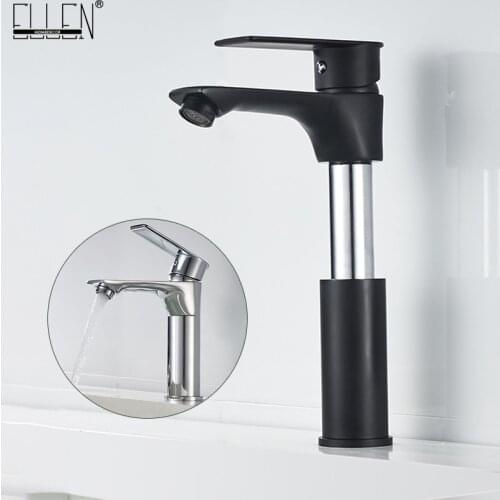 Deck Mounted Bath Sink Faucet Hot Cold Water Mixer Chrome Black Tap Lift Style Single Hole Faucets ML105