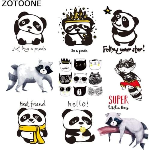 ZOTOONE Animal Panda Heat Iron on Transfers Patch for Clothing Patches T-shirt Applique Sticker on Clothes Kids Diy Patch Cute E