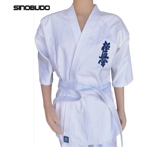 High-Quality Kyokushinkai Dobok 12oz 100% Cotton dogi Canvas Karate Uniform Kimono Gi Cloth Free White Belt For Kids Adult