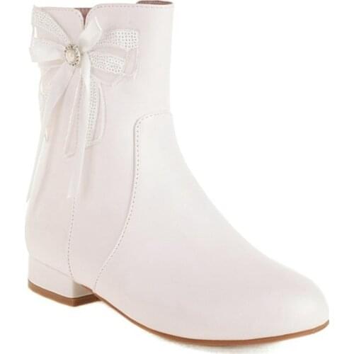 Sweet Shoes Girl 2021 Winter Snow Leather Boots Women Gothic Pink Party High Quality Student Shoes Plus Size 28-48 7473X-2