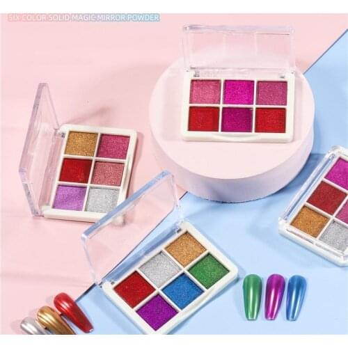 0.5g 6Color Fairy Nail Art Aurora Powder Ice Transparent Color Mirror Symphony Nail Art Pigment Gel Polish Shinning