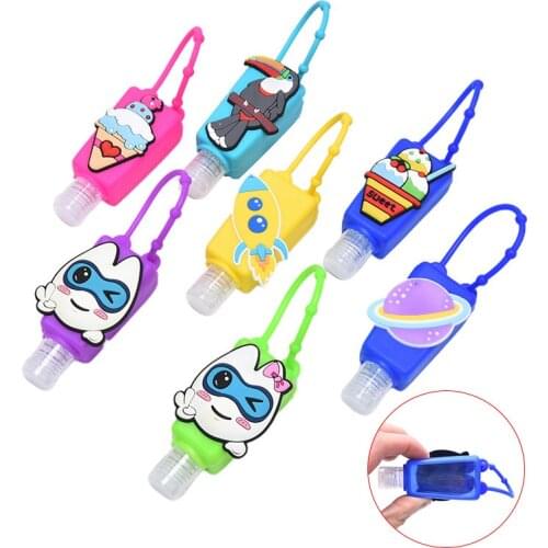 1PCS Mini 30ml Silicone Cartoon Portable Hand Sanitizer Holder Hangable Liquid Soap Dispenser Containers