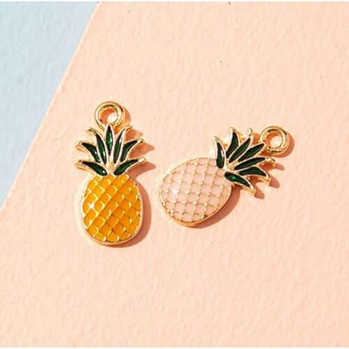 10Pcs Enamel Gold Color Pineapple Charms Pendant for Jewerly DIY Making Bracelet Women Earrings Necklace Accessories Findings
