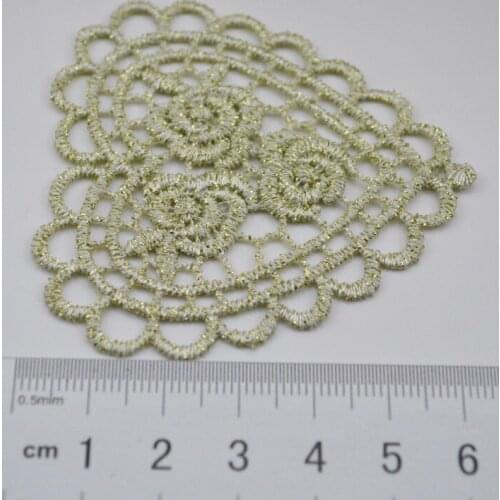 20Pieces Gold Embroidery Fabric Venice Lace Patch Trimmings Clothes Flower Heart Wedding Dress DIY Lace Appliques
