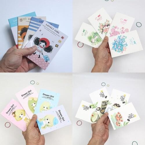4PCS/Set Cute Mini Notebook Vintage Flower Cartoon Small Diary Lovely Animal Notepads for Kids Gifts Korean Stationery