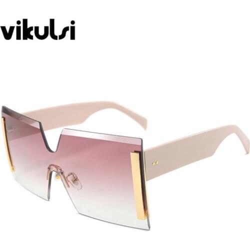 Brand Rimless Sunglasses Women 2020 New Fashion Oversize Gradient Shades Men Luxury Square Sun Glasses For Female UV400 Oculos