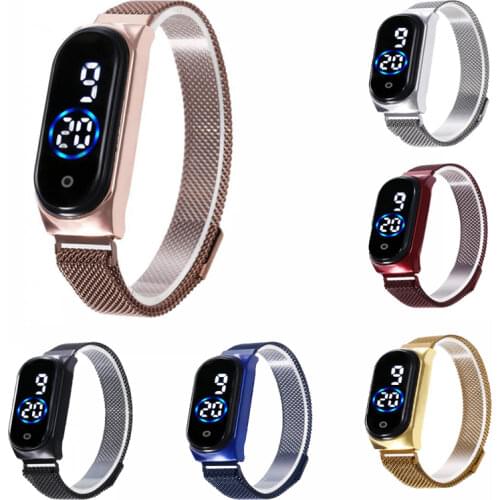 Led Women Watch Magnetic Lodestone Waterproof Touch Womens Watches Fashion Touch Digital Wristwatches