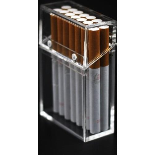 Ins Fashion Acrylic Transparent Cigarette Case Thick Portable Lighter Package Dust-proof Storage Box with Magnet Cap
