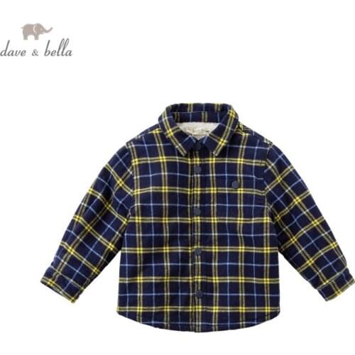 DB16143 dave bella winter baby boys plaid padded shirts infant toddler tops children high quality clothes