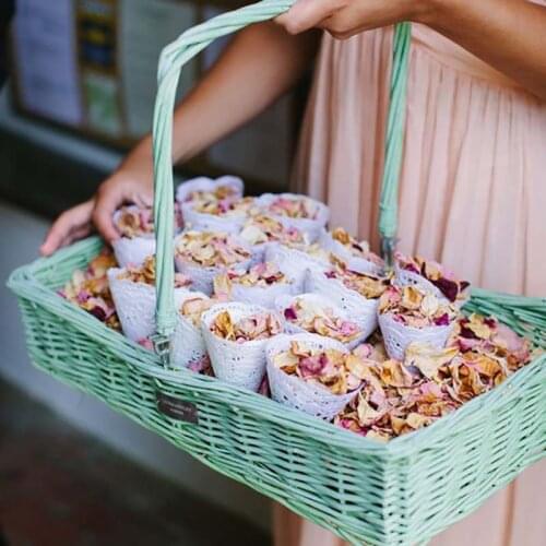 200pcs Wedding Confetti Cones kraft Petal Candy Holder Rose Dried Lace Paper Wrapper Confetti Cones for Wedding Party Decoration