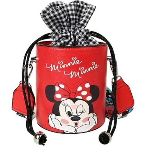 Disney Minnie Cartoon Shoulder Messenger Bag Pu Mickey Mouse Handbag Candy Coin Bag Shopping Bags Tote Bag