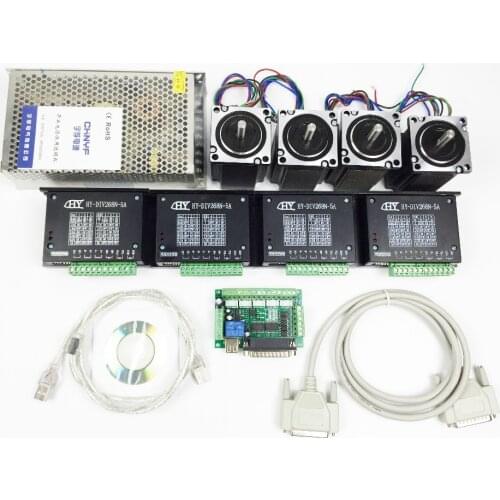 CNC Router Kit 4 Axis, 4pcs 1 axis TB6600 driver +one interface board + 4pcs Nema23 312 Oz-in stepper motor + one power supply