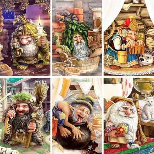 DIY Painting By Numbers Old Man Cartoon Kit Picture By Numbers 40x50cm Wall Art Acrylic Canvas Paintings Home Decoration Gift