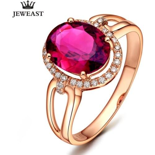 LSZB Natural red tourmaline 18K Pure Gold 2020 New Hot Selling Top Ring Women Shape Ring For Ladies Woman Genuine Jewelry