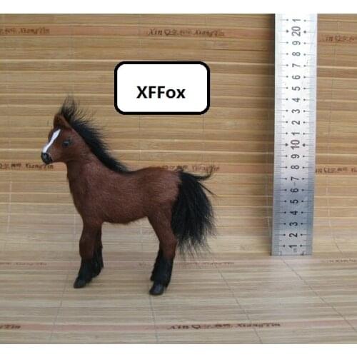 Cute real life brown horse model plastic&furs simulation standing horse doll gift about 11x3.5x13cm xf1826