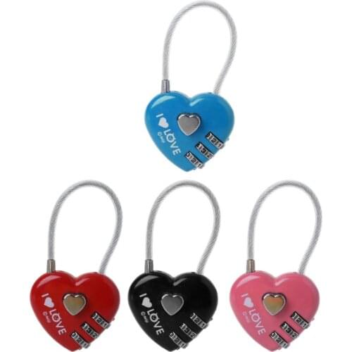 Mini Cute Resetable Combination Padlock Heart Lock 3 Digits Security small suitcase padlock for luggage backpack home