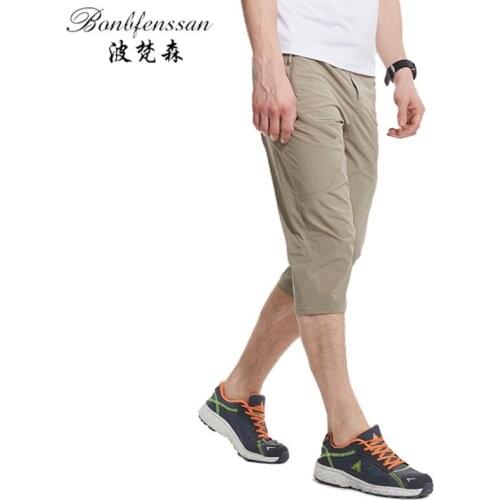 Fashion Men Summer Quick Dry Breathable Shorts Outdoor Sports Hiking Fishing Trekking Camping Male calf length trousers 3705A