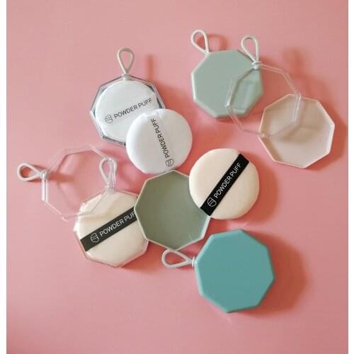 6x6cm Soft Flocking Powder Puff Natural Smooth Cosmetic Air Cushion Portable Suspenable Storage Case Transparent Box