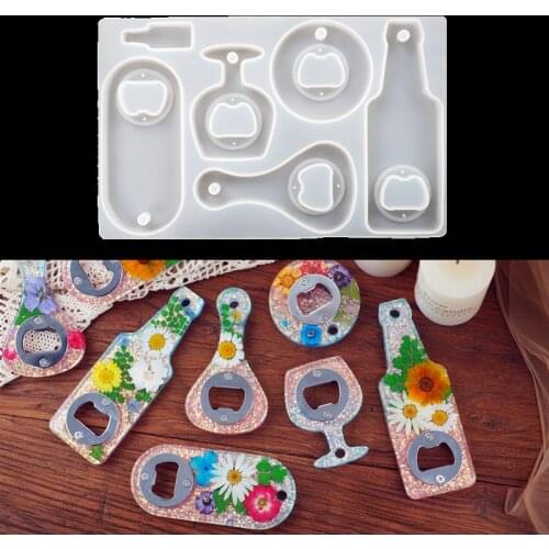 Bottle Opener Church Key Silicone Mold Set for Resin Epoxy UV DIY Handmade Crystal Crafts Tool