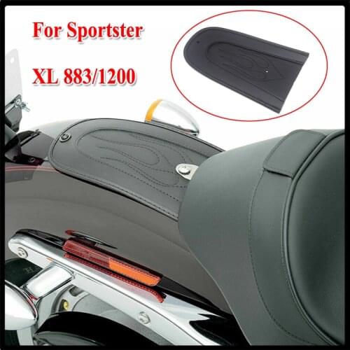 Motorcycle Black Leather Flame Rear Fender Bib Cover Cushion For Harley Sportster XL 883 1200 XL1200 XL883 2004-2017 Solo Seat