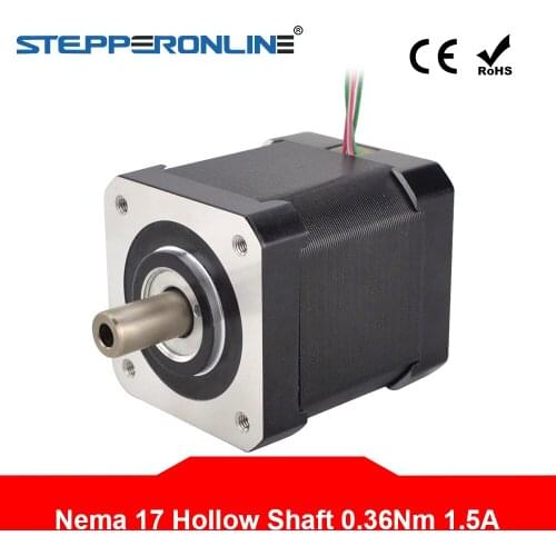 Nema 17 Hollow Shaft Stepper Motor 48mm Bipolar 0.36Nm(42.49oz.in) 1.5A 42 Motor 4-lead for DIY CNC 3D Printer