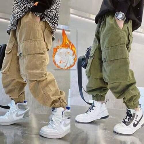 2021 Spring Autumn New Fashion Children Cotton Clothes Baby Boys Pocket Trousers Kids Tollder Boys Casual Sports Long Pants W242