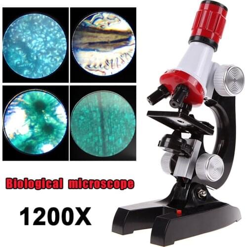 New Microscope Kit Lab LED 100X-1200X Home School Educational Toy Gift Biological Microscope For Kids Child Free shiping