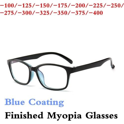 Blue Black Ultralight Glasses Frame Nerd Men Finished Myopia Lens Anti Blue Nearsighted Glasses -1.0 -1.25-1.5-1.75 -2.0 ~ -4.0
