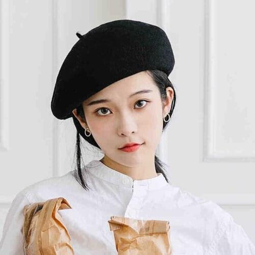 Autumn Winter Japanese Simple Bud Beanie Hat Girls Wool Cashmere Womens Bonnet Casual Cap