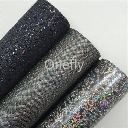 Onefly 21X29CM Iridescent Glitter Fabirc, Smooth Glitter Fabric, Mermaid Faux Fabric Sheets For Bow DIY handbags shoes AQ058