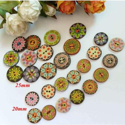 120pcs Natural Wood Button 20/25mm Sewing Button Printed clothing children/decoration/Craft/Scrapbooking products Accessorie