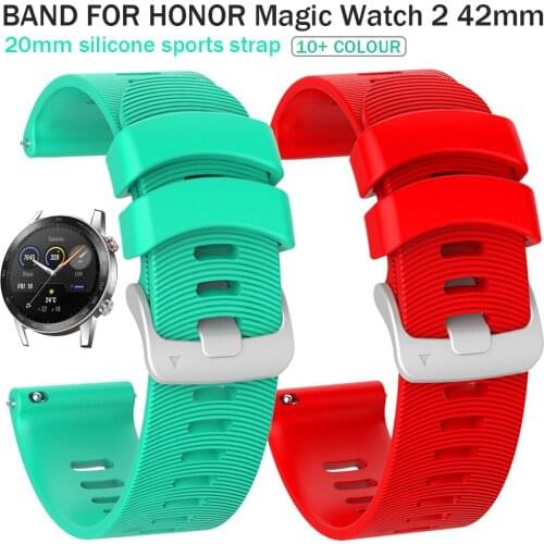 New Soft Silicone Straps for HONOR Magic 2 42mm Smart Watch Wrist Band Bracelet Colour Sports Watchband Accessories Strap 20mm