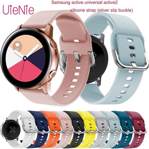 20mm Silicone Strap With Silver Slip Buckle For Samsung Active Universal Active2 Replacement Bracelet Colorful Watch Accessories