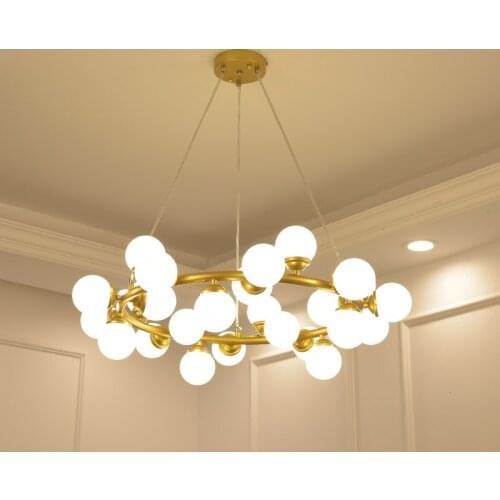 Modern minimalist personality chandelier creative art dining room fashion glass ball lamp Nordic bar circular light led lighting