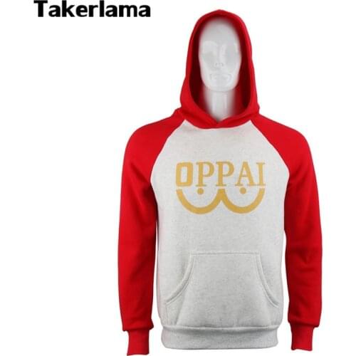 Takerlama One Punch Man Saitama Oppai Hoodie Anime Cosplay Costume Hooded Sweatshirt Fleece Man and Woman Size Jacket Unisex