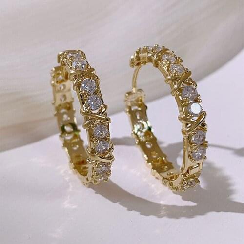 Nanny New Korean Style Trendy Earrings Zircon Inlaid Simple Temperament Womens Earrings Jewelry Wedding Accessories Gift Gold