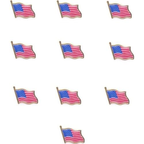 10PCS American Flag Lapel Pin United States USA Hat Tie Tack Badge Pin Wedding Decoration Christmas Gifts Craft Supplies