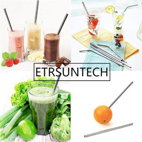 1000pcs High quality Stainless Steel Straw Reusable Straight Bent Drinking Straw Cleaner Brush Bar Accessory 6mm 16cm-26.5cm