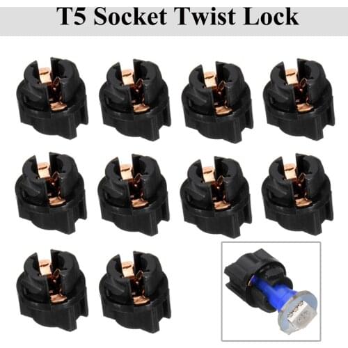 10X T5 Car Instrument Light Bulb Holder Twist Socket Lock Base For PC74 73 58 37 Instrument Panel Cluster Plug Dash Light Bulb