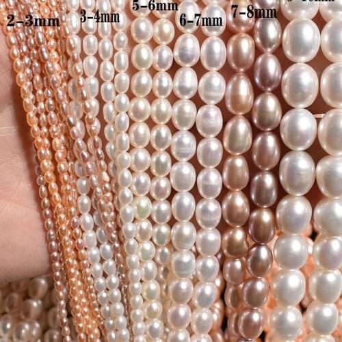 2-12mm Shniy Pearl Beads Loose Strand Oval Rice Real Natural Freshwater Pearls Beads DIY Jewelry Wedding Baroque Pearls Women