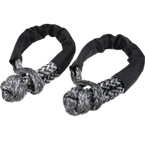 2pcs Winch Soft Shackle Rope Black Soft Shackle Rope Winch Synthetic Tow Recovery Strap 38000LBS Winch Tow Rope
