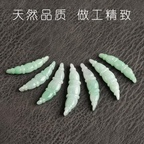3pc Natural Emerald Jade Lotus Root Pendants DIY Bracelet Earrings Charm Jewellery Accessories Amulet Women Sweater Chain