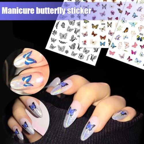 3D Butterfly Nail Sticker Pearl luster Nail Art Water Transfer Stickers For Nail mobile phone books Summer DIY Manicure Decals