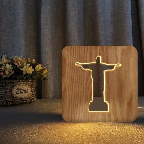 USB 3D Holy Statues glow Wood jesu cross christiana Gift For Church Souvenirs christian religious catholicism orthodox Christian