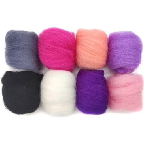 80g (8 Colorsx10g)Merino Wool Roving for Needle Felting Kit, 100% Pure Felting Wool, Soft Delicate, Can Touch the Skin (No. 04)