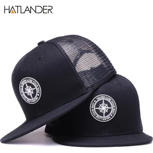 HATLANDER Original Baseball caps for men women black snapback cap high quality cool hip hop cap 6panels bone mesh truck cap hat