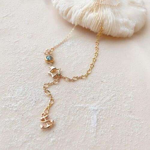 CCijiNG Moonstone Star And Moon Long Tassel Necklace Sweet Romantic Temperament For Daily Banquet SG1006