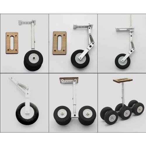 CNC Aluminum Retractable Spring Landing Geard Double Wheels Four Wheels Six Wheels For Fixed RC Airplane